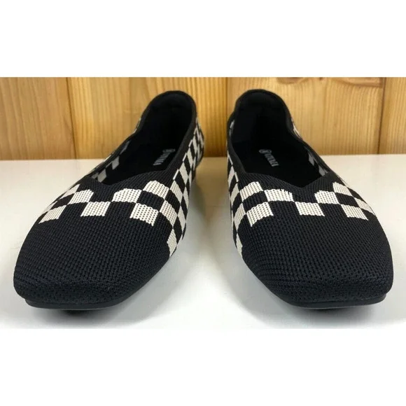 Vivaia Shoes EU 40 US 9 B Margot 2.0 V Cut Square Toe in Checker Flats NWOB - Picture 2 of 10